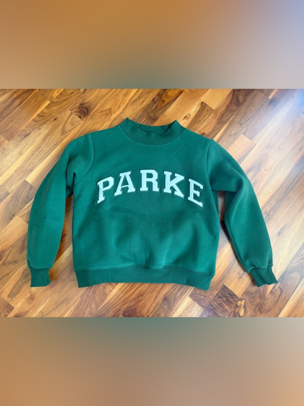 Parke Palms Green Mockneck Sweatshirt with White Collegiate Lettering - Picture 12 of 14